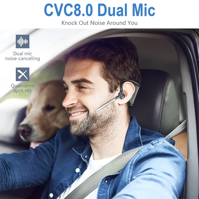 Alt view image 2 of 5 - Conambo Bluetooth Headset 5.2 with CVC8.0 Dual Mic Noise Cancelling Bluetooth Earpiece 16Hrs Talktime Wireless Headset for Truck Driver iPhone Android Cell Phones