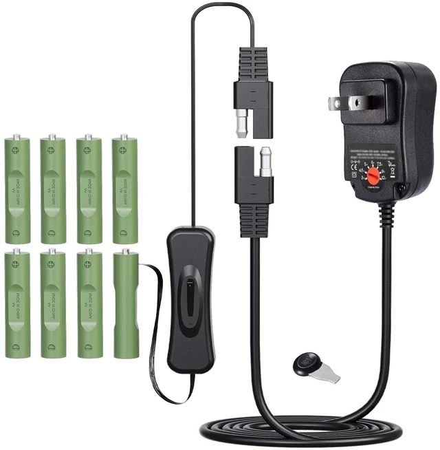 Main image of Adjustable AC Continuous Power Supply Adapter AA Dummy Battery kit (Replace up to 8 AA Battery) for Doorbells/thermostats/LED Light/Decorations