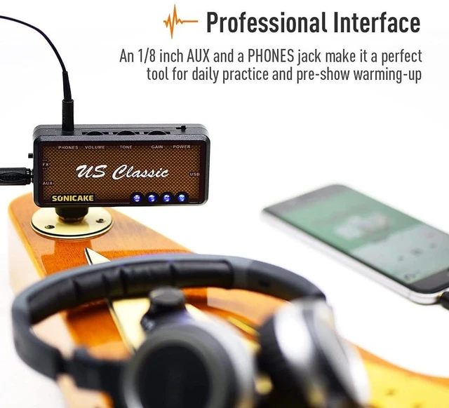 Alt view image 5 of 5 - SONICAKE Mini Guitar Headphone Amp with Overdrive Reverb - US Classic