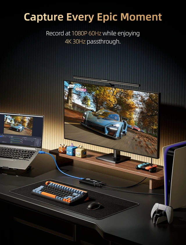 Alt view image 4 of 5 - Fulfalic HDMI Capture Card, USB 3.0 1080P 60FPS Video Capture Card with HDMI Loop-Out & Mic Input, Low Latency Game Capture for Streaming, Compatible with PS5/PS4/Xbox/Switch/Camera, OBS Windows Mac