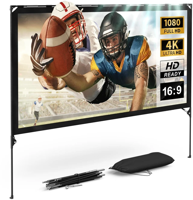 Main image of Modern Innovations 80 Inch HD Outdoor Movie Screen, Portable Outdoor Projector Screen and Stand for Indoor or Backyard Use, Foldable Frame, Movie Projection Screens for Travel, Camping, Family Movies