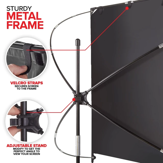 Alt view image 4 of 5 - Modern Innovations 80 Inch HD Outdoor Movie Screen, Portable Outdoor Projector Screen and Stand for Indoor or Backyard Use, Foldable Frame, Movie Projection Screens for Travel, Camping, Family Movies