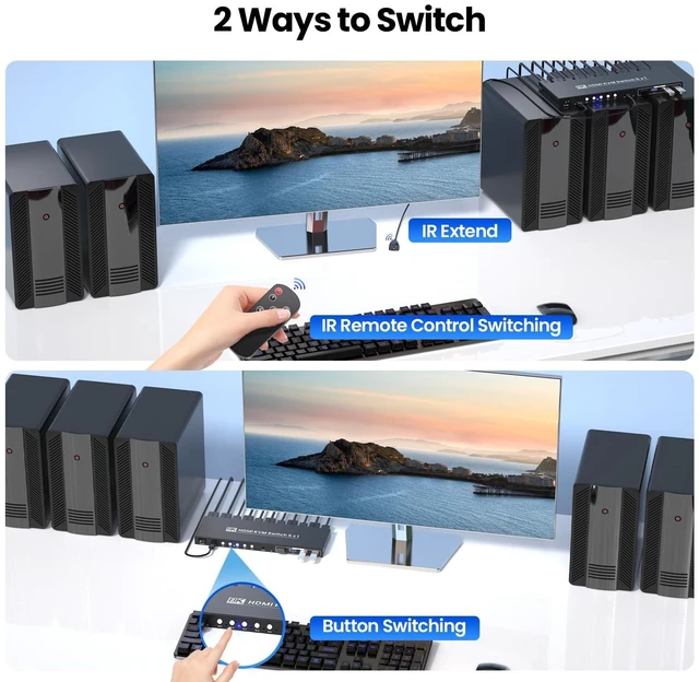 Alt view image 5 of 5 - 5 Port HDMI KVM Switch, 8K@60Hz 4K@120Hz KVM Switch 1 Monitor 5 Computers for Controlling 5 PCs with 1 Set of Keyboard, Mouse and Monitor