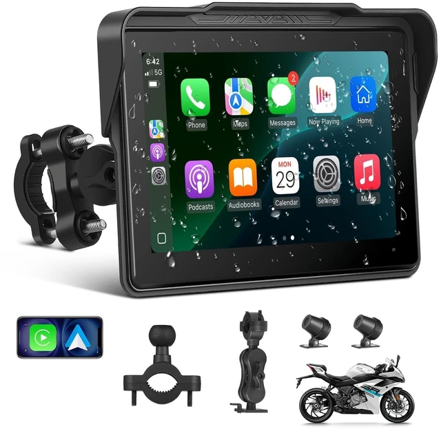 Main image of Motorcycle CarPlay Screen 7", Waterproof GPS Display for Motorbike, Wireless CarPlay & Android Auto para Moto, Dual Bluetooth, Touchscreen, Music Sharing Siri (7" Wireless CarPlay) ((Dua