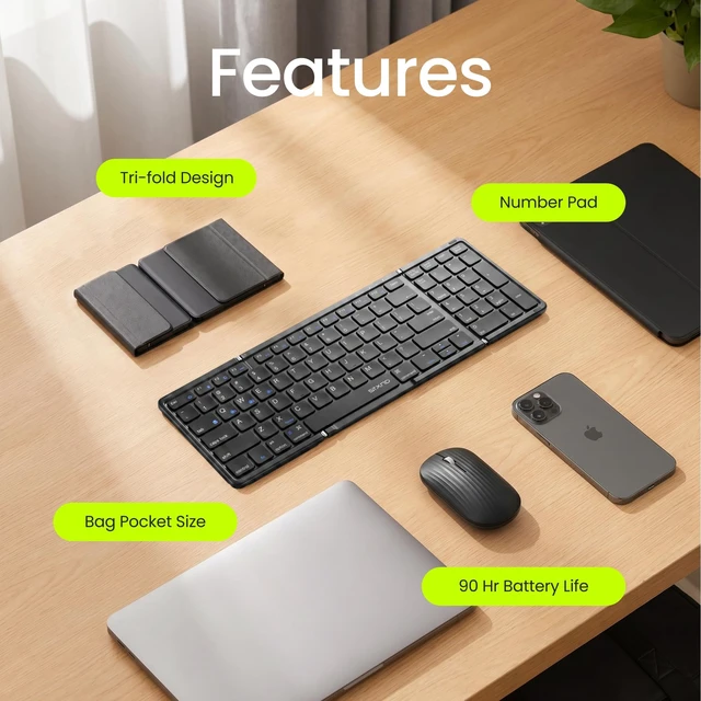 Alt view image 5 of 5 - STXND Foldable Keyboard and Mouse, Portable Keyboard for Laptop