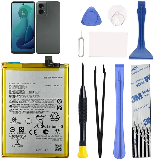 Main image of GREEN FUSION New QF50 Li-ion Upgraded Battery Compatible with Motorola G34 5G XT2363 / G 5G 2024 XT2417 / G04 2024 XT2421, Includes Repair Tools