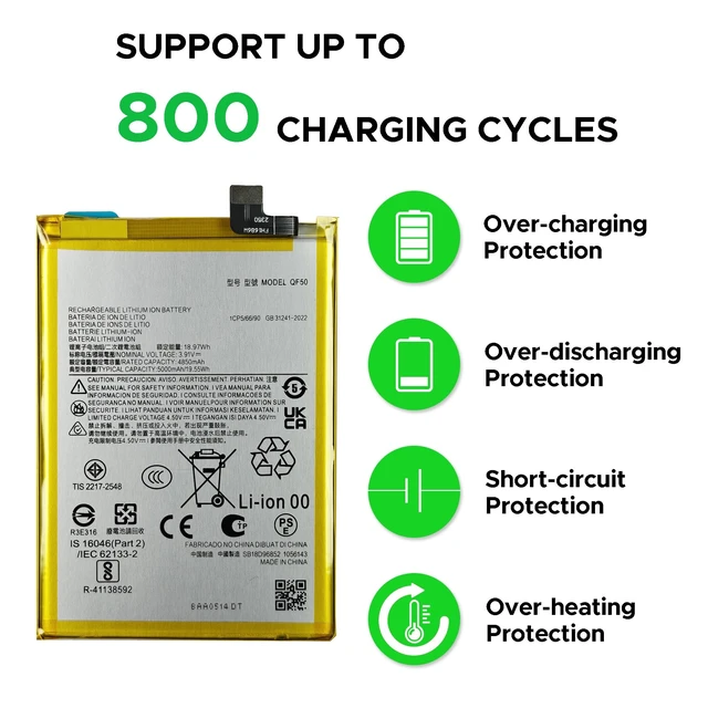 Alt view image 2 of 5 - GREEN FUSION New QF50 Li-ion Upgraded Battery Compatible with Motorola G34 5G XT2363 / G 5G 2024 XT2417 / G04 2024 XT2421, Includes Repair Tools