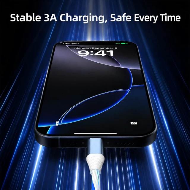 Alt view image 4 of 5 - Atsidexa 3-Pack 6.6FT USB C Flowing LED Charging Cable, Light Up Charger Cord for iPhone 17/16/15, Samsung, iPad, Android, and More, Charge & Sync (Blue, Green, Pink with Red Light)