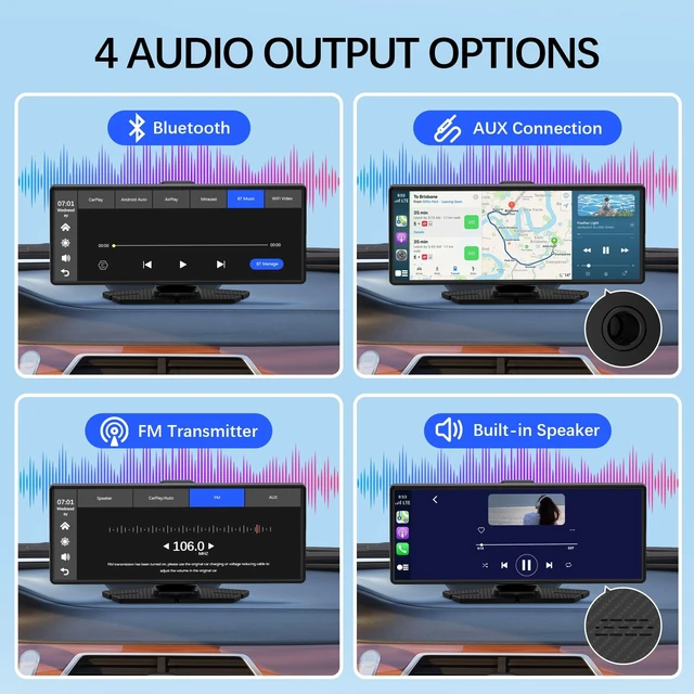 Alt view image 5 of 5 - Carplay Screen for Car Portable CarPlay & Android Auto 10.26" 4K 350 Rotation Dash Cam Carplay