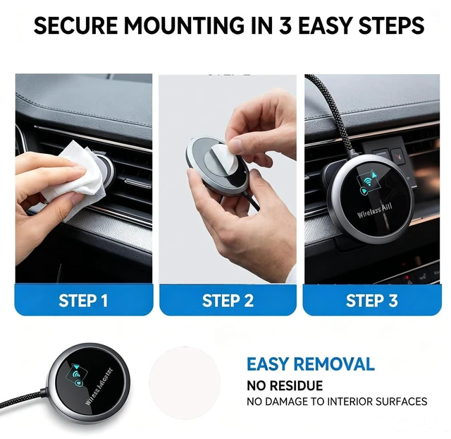 Alt view image 4 of 5 - GPY 2-in-1 Wireless CarPlay Adapter 2026 for Apple & Android Auto Adapter