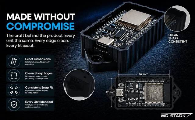 Alt view image 2 of 5 - Premium ESP32 Computer Case, 2-Pack, Inject Molded, Passthrough (Black)