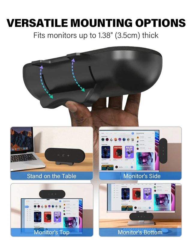 Alt view image 4 of 5 - Computer Speakers for Desktop PC,USB-C/A Monitor Speakers with 2 EQ Modes
