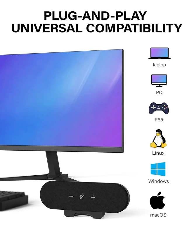 Alt view image 5 of 5 - Computer Speakers for Desktop PC,USB-C/A Monitor Speakers with 2 EQ Modes