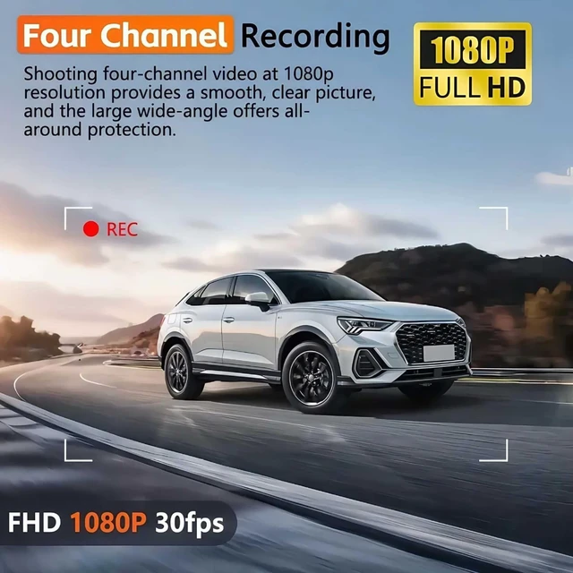 Alt view image 4 of 5 - Dash Cam Front and Rear Wireless, 4 Channel Dash Camera for Cars, 4K Dash Cam with 5G WiFi, 64GB Card & Night Vision