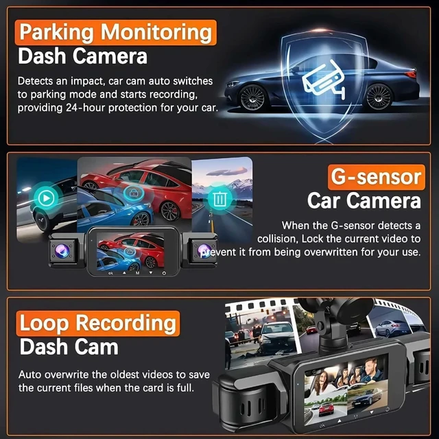 Alt view image 5 of 5 - Dash Cam Front and Rear Wireless, 4 Channel Dash Camera for Cars, 4K Dash Cam with 5G WiFi, 64GB Card & Night Vision