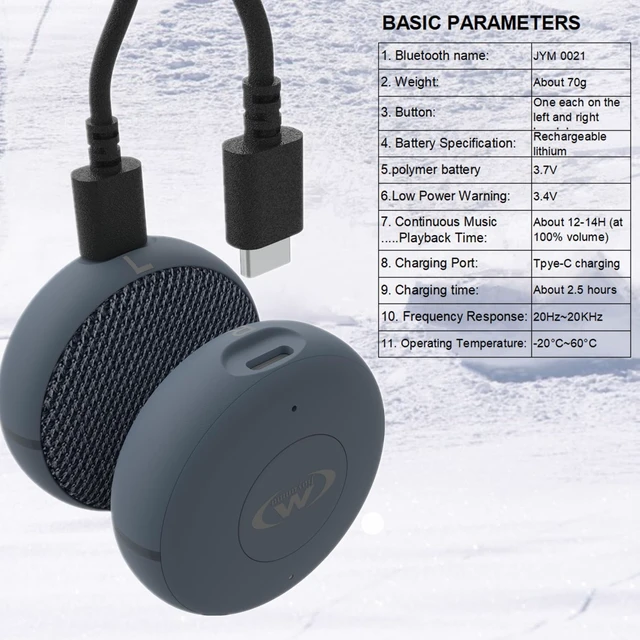 Alt view image 4 of 5 - M Jiuyunmu Outdoor Sports Ski Helmets Headphones/Bicycle Helmets Headset- Chips 5.3 - True Wireless Bluetooth Helmet Speakers for Skiing, Snowboarding Mountain Biking