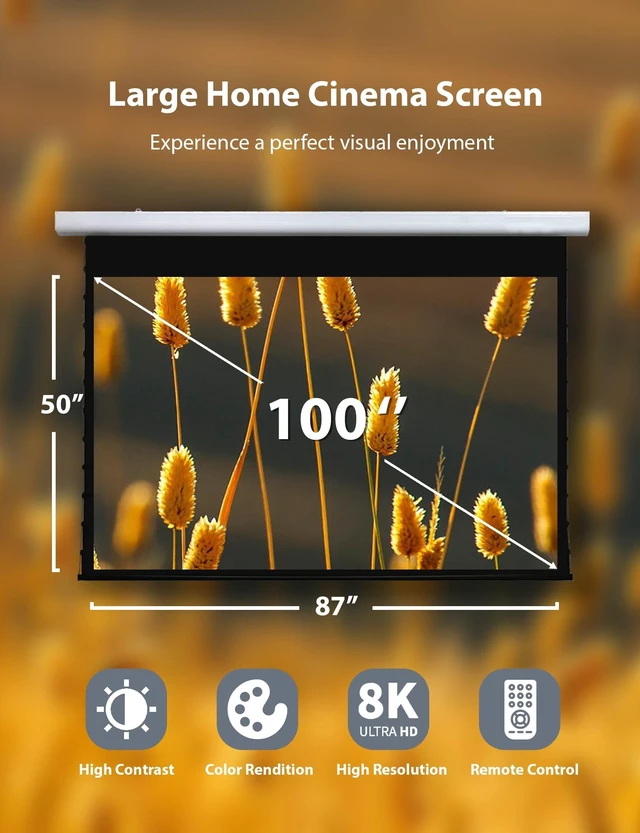 Alt view image 5 of 5 - 100 Inch Motorized Projector Screen Tab Tension for Home Theater