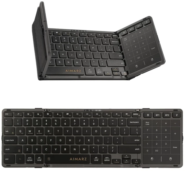 Main image of AIMARZ AF01 Foldable Keyboard, Full-Size Keys, Touchpad/Number Pad, Black