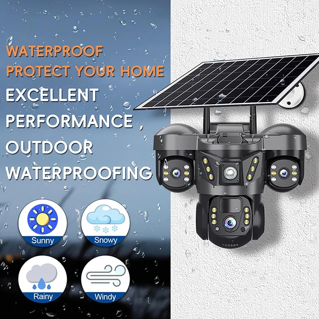Alt view image 5 of 5 - HIFAM Solar Security Camera with 3 Lenses