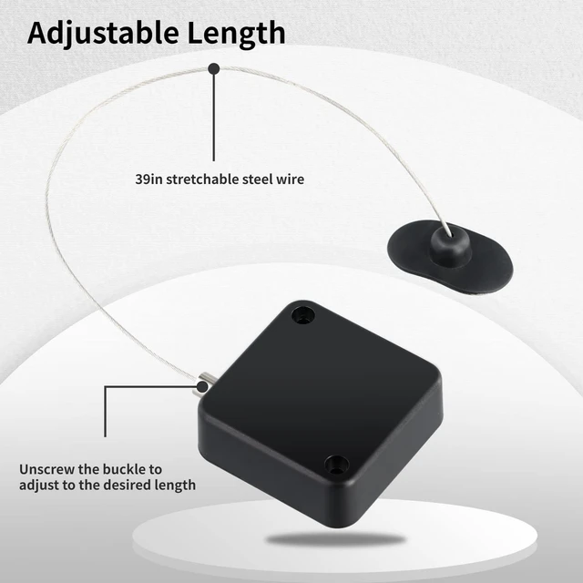 Alt view image 3 of 5 - Anjetan 5 Pack Retractable Security Cable Locks, Remote Control Anti-Lost, Adjustable 39-Inch Steel Cable, Self-Adhesive, For Remotes, Speakers, Microphones