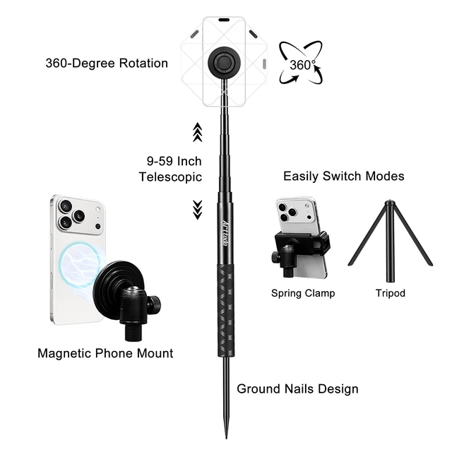 Alt view image 4 of 5 - Golf Tripod & Monopod, Magnetic Mount and Adjustable Stick for Golf Swing