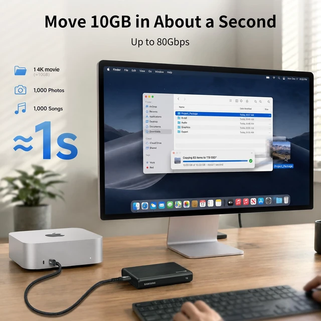 Alt view image 4 of 5 - 80Gbps USB4 2.0 Cable for Thunderbolt 5, 240W, 16K Display, 6.6Ft