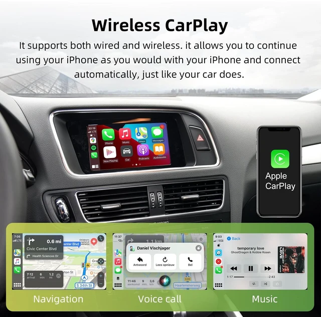 Alt view image 3 of 5 - Wireless Carplay Adapter for Audi 2008-16 A4/A5 2010-18 Q5 MMI 3G Android