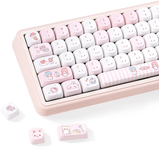 Main image of KEYFLICK PBT Wishing Bottle Pink Keycaps Cute MOA Key Cap MX Switch