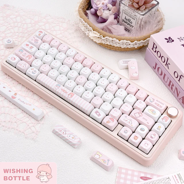 Alt view image 3 of 5 - KEYFLICK PBT Wishing Bottle Pink Keycaps Cute MOA Key Cap MX Switch