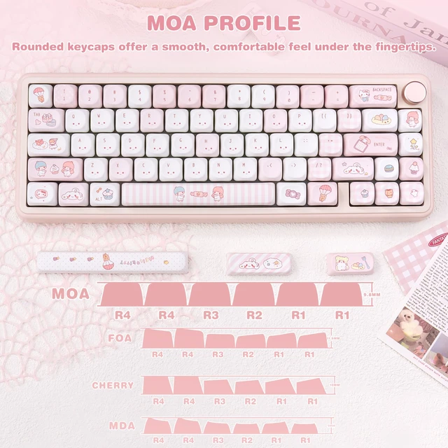 Alt view image 2 of 5 - KEYFLICK PBT Wishing Bottle Pink Keycaps Cute MOA Key Cap MX Switch