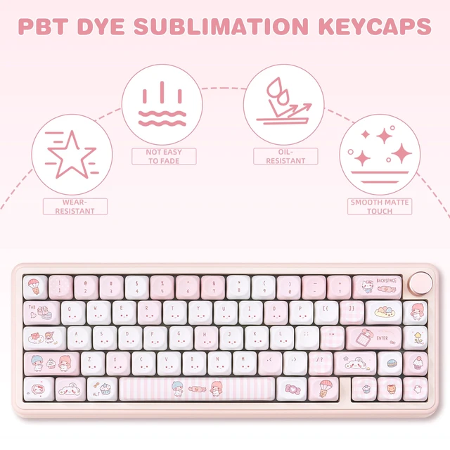 Alt view image 4 of 5 - KEYFLICK PBT Wishing Bottle Pink Keycaps Cute MOA Key Cap MX Switch