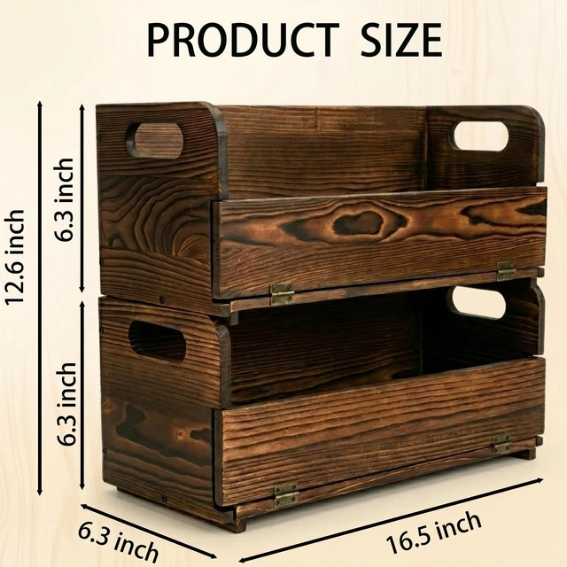 Alt view image 2 of 5 - 2-Pack Solid Wood CD Storage Boxes, Holds 70 Pcs, CD storage rack Stackable
