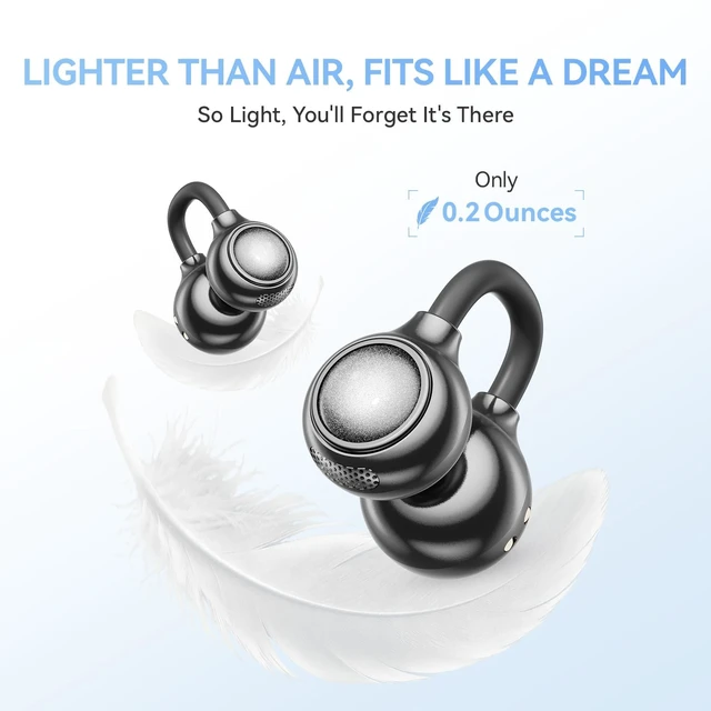 Alt view image 5 of 5 - CHENRUIDA Open Ear Clip On Earbuds Wireless Headphones with Mirror(Black)