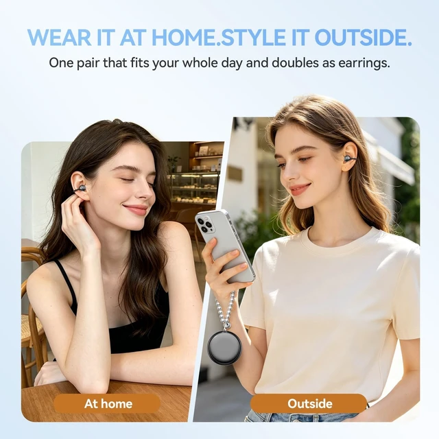 Alt view image 4 of 5 - CHENRUIDA Open Ear Clip On Earbuds Wireless Headphones with Mirror(Black)