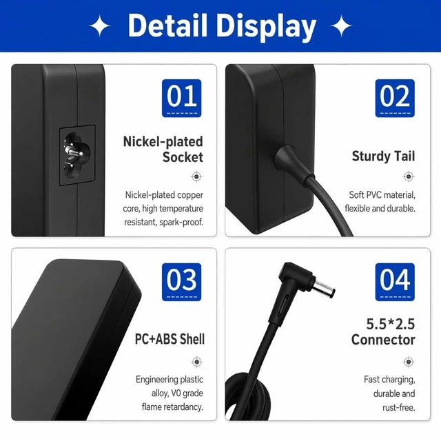 Alt view image 3 of 5 - 180W 19.5V 9.23A ADP-180MB F Laptop Charger Fit for ASUS ROG G75VW G75VX GL502VT FX502VM FX702VM G751JM G750JW G750JM G750JS G752VL Power Adapter 5.5mm * 2.5mm