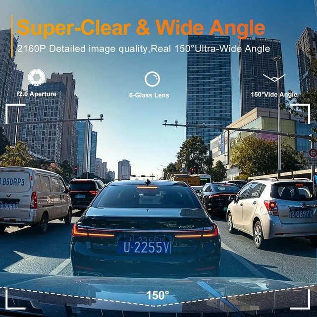 Alt view image 2 of 5 - 4K Dash Cam Front, 2160P Dash Camera for Cars, No SD Card