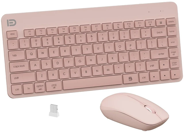 Main image of MangoEra Compact Wireless Keyboard and Mouse Combo, 2.4G USB, Pink