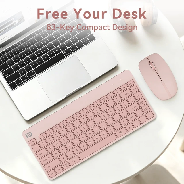 Alt view image 2 of 5 - MangoEra Compact Wireless Keyboard and Mouse Combo, 2.4G USB, Pink