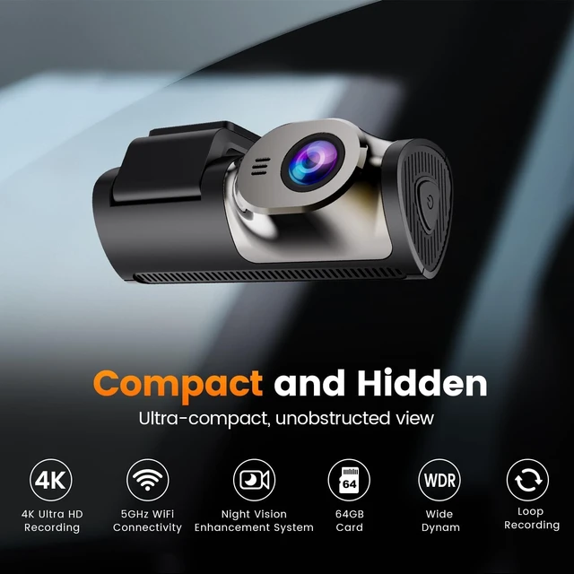Alt view image 3 of 5 - 4K+1080P Dash Cam Front and Rear,64GB Card Included,5.8GHz WiFi Dash Camera for Cars,App up to 20MB/s Fastest Download,G-Sensor,Night Vision,24h Parking Monitoring,Loop Recording,170 Wide Angle