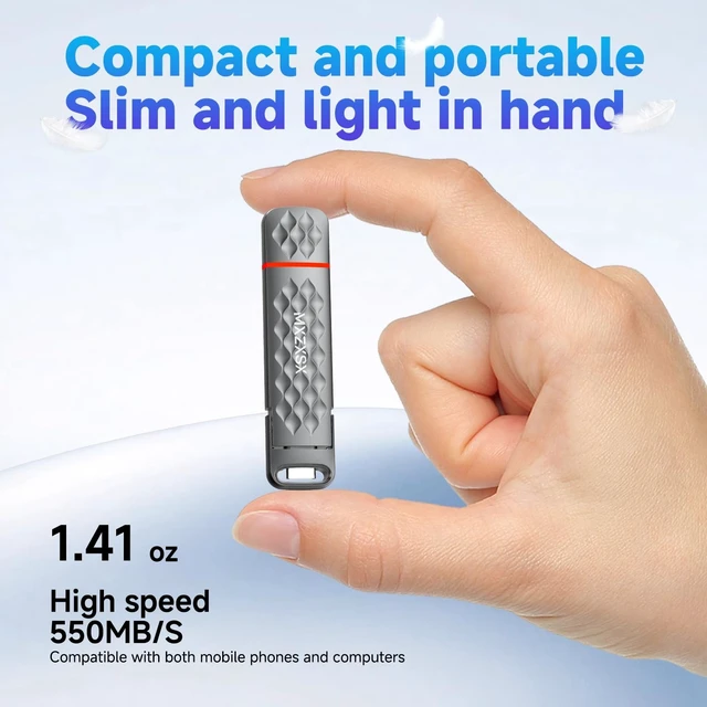 Alt view image 5 of 5 - MXZXSX 1800GB External SSD Thumb Drive Up to 550MB/s USB Flash Drive,USB 3.2 + Type C, for iPhone 15/16/PS4/Android Phone/Tablet/Windows/Mac, Zinc Alloy Body