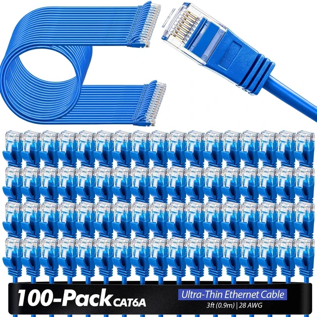 Main image of Chapou 100 Pack Cat6a Patch Cables Bulk 3ft Slim Ethernet Cables, 10gbps High Speed, Snagless Flexible Cat6a Cable for Patch Panel, Switch, Router, Gold Plated Rj45