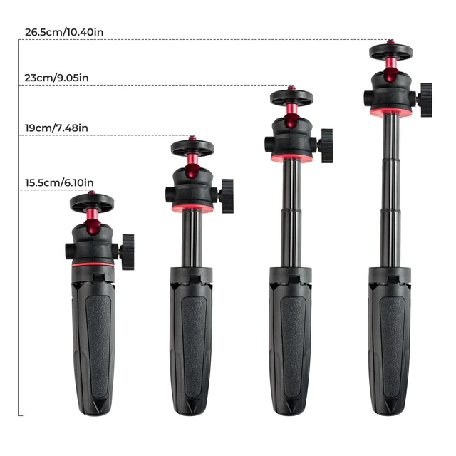 Alt view image 4 of 5 - Wurkkos Mini Telescopic Tripod, Handheld Stand with 360 Flexible Ball Head and 1/4" Screw for CL01 HD02 DL08 Camping Lantern (Black)