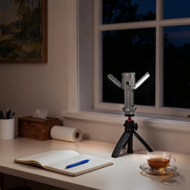 Alt view image 5 of 5 - Wurkkos Mini Telescopic Tripod, Handheld Stand with 360 Flexible Ball Head and 1/4" Screw for CL01 HD02 DL08 Camping Lantern (Black)