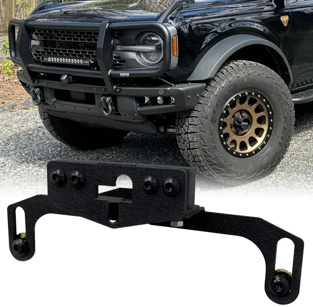 Main image of TIOYAR Front Camera Relocation Bracket Compatible with 2021 2022 2023 2024 2025 Ford Bronco ^^ Corrects 360 View with Winch Bumper ^^ Adjustable for Different Setups