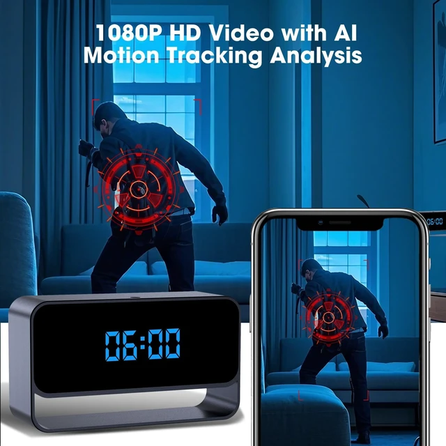Alt view image 4 of 5 - LIBREFLY Full HD 1080P WiFi Hidden Camera Clock Wireless Spy Camera Mini Nanny Cam for Home Security - Night Vision