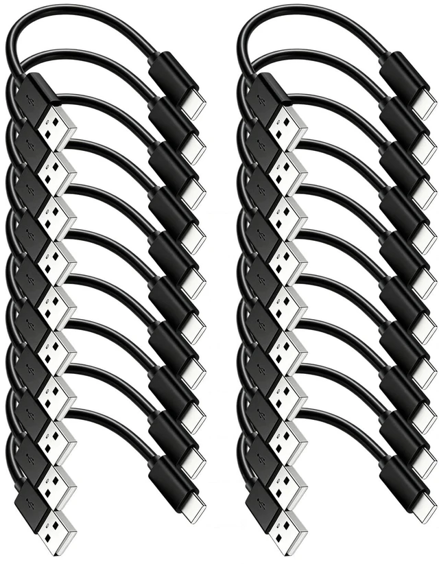 Main image of Short USB to USB C Cable 6 inch 20-Pack, Fast Charging Data Sync A to C