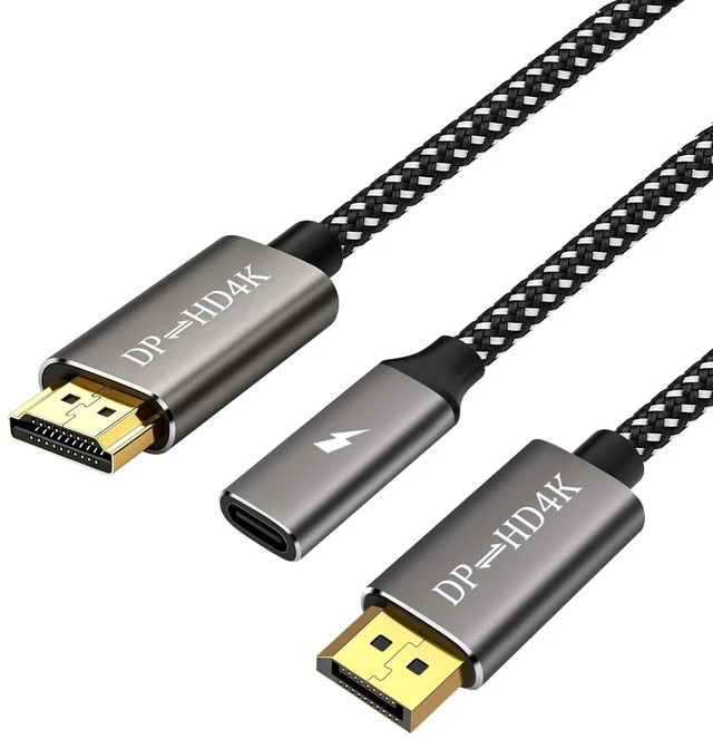 Main image of 4K HDMI to DisplayPort 6.6Ft, Bidirectional DisplayPort to HDMI Cable
