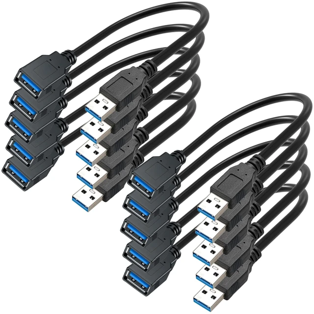 Main image of SaiTech IT 10 Pack 15cm Short USB 3.0 Male A to Female A Extension Cable 5GBps for Laptop/PC/Printers- Black