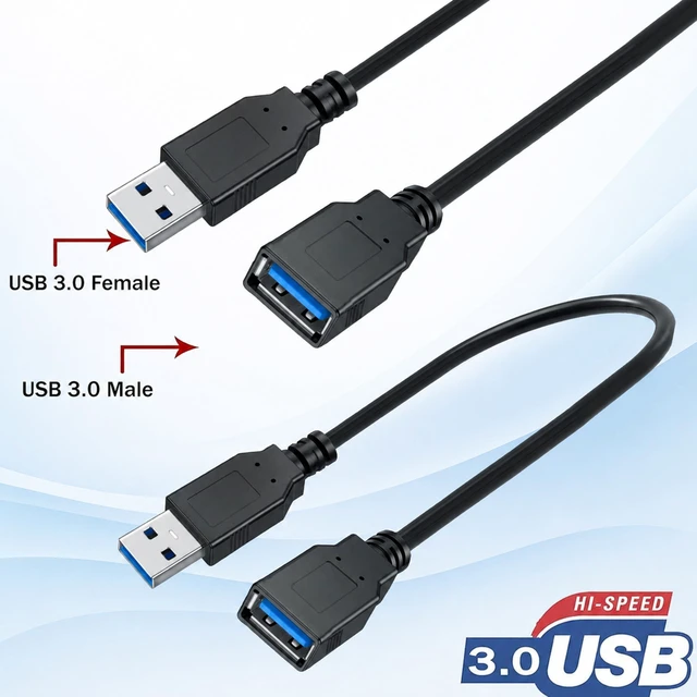 Alt view image 5 of 5 - SaiTech IT 10 Pack 15cm Short USB 3.0 Male A to Female A Extension Cable 5GBps for Laptop/PC/Printers- Black