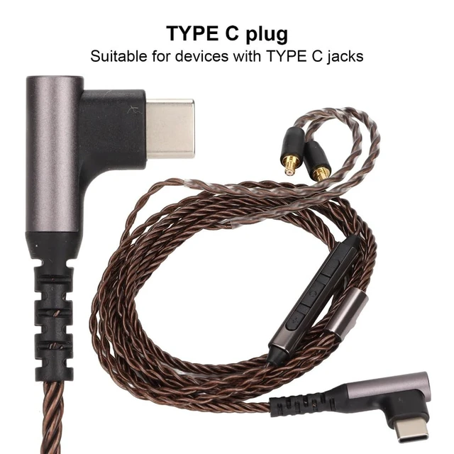 Alt view image 3 of 5 - Anu Limen Upgrade Cable with Mic OFC Core Type C a2DC Connector Ear Hanging Weaved Headphone Cable Replace for ATH E50 E70 LS300 CKS1100 Sound Enhancement